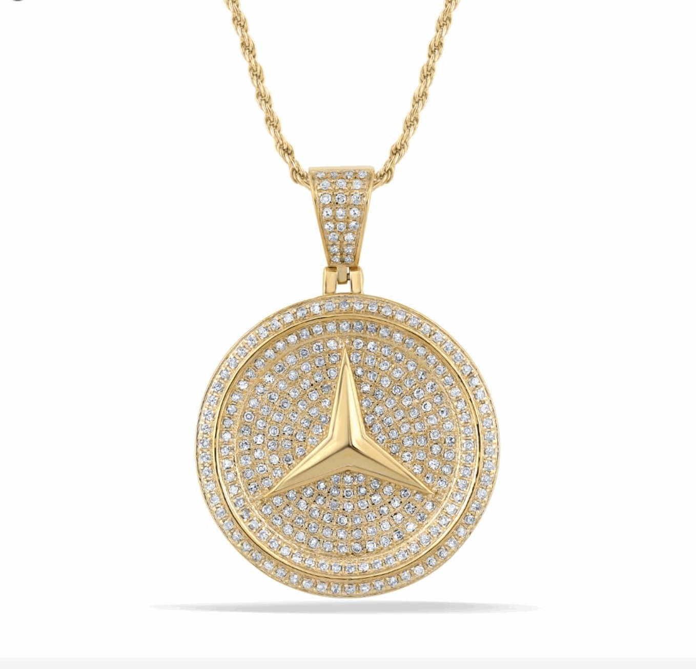 10K Gold Diamond Mercedes Logo Pendant 1.18CT