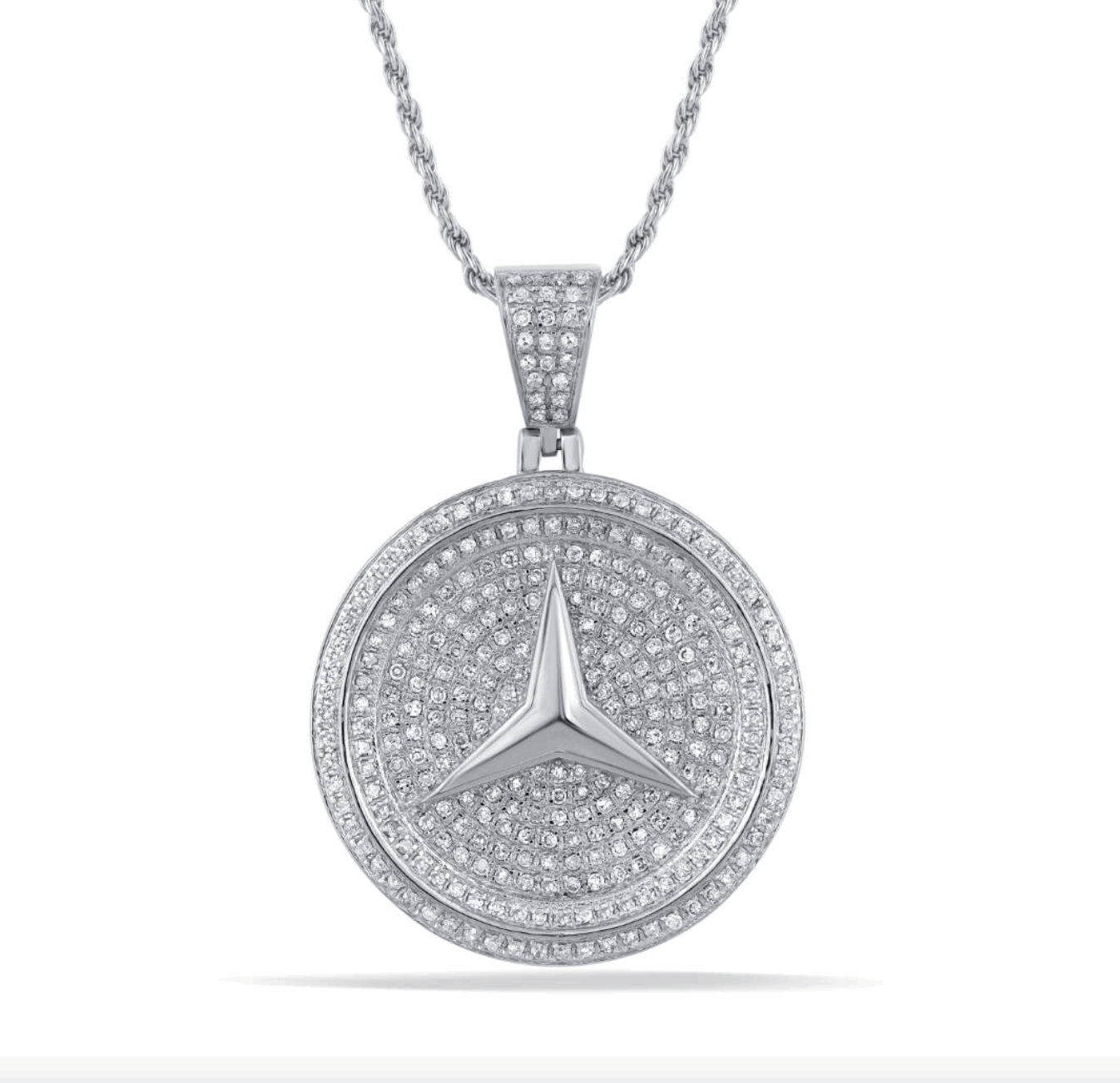 10K Gold Diamond Mercedes Logo Pendant 1.18CT