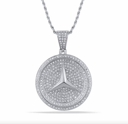 10K Gold Diamond Mercedes Logo Pendant 1.18CT