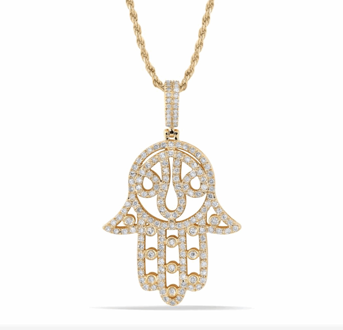 10K Gold Diamond Hamsa Pendant 0.62CT