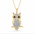 10K Gold Diamond Owl Pendant 0.54CT