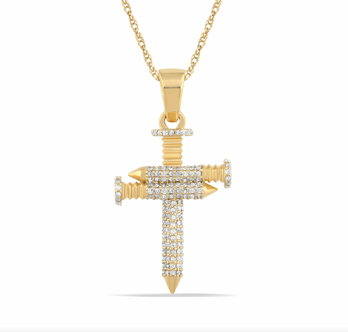 10K Gold Diamond Cross Pendant 0.55CT
