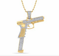 10K Gold Diamond Gun Pendant 1.06CT