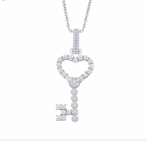 10K Gold Diamond Key Pendant 0.50CT