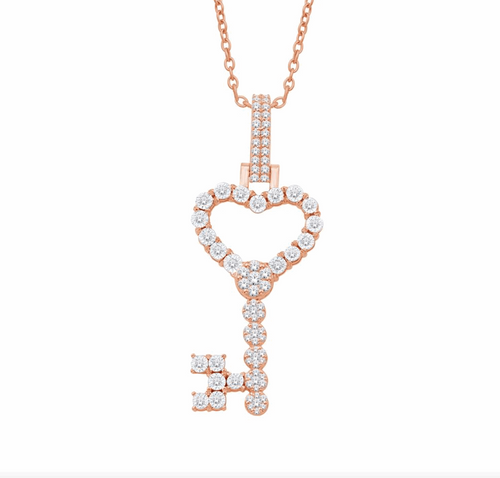 10K Gold Diamond Key Pendant 0.50CT