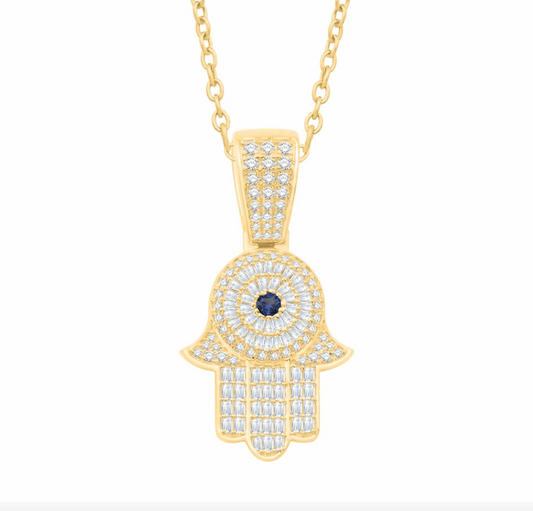 10K Gold Diamond Hamsa Pendant 1.00CT