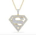 10K Gold Diamond Superman Pendant 0.74CT