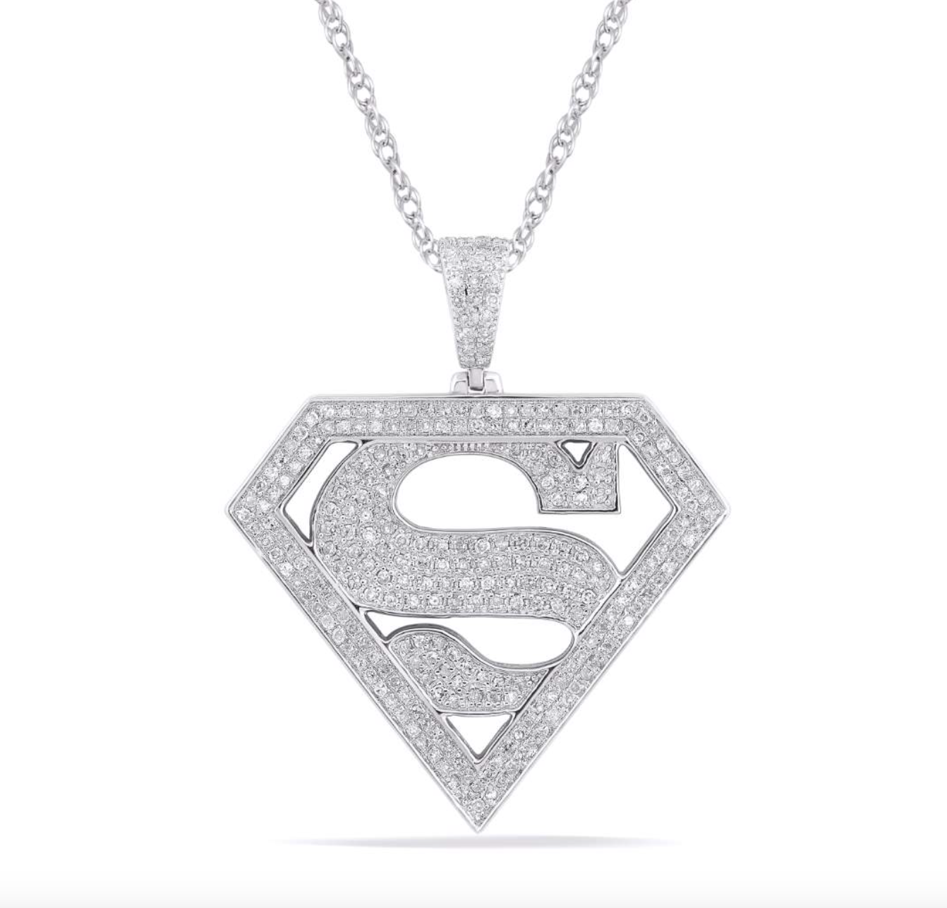 10K Gold Diamond Superman Pendant 0.74CT