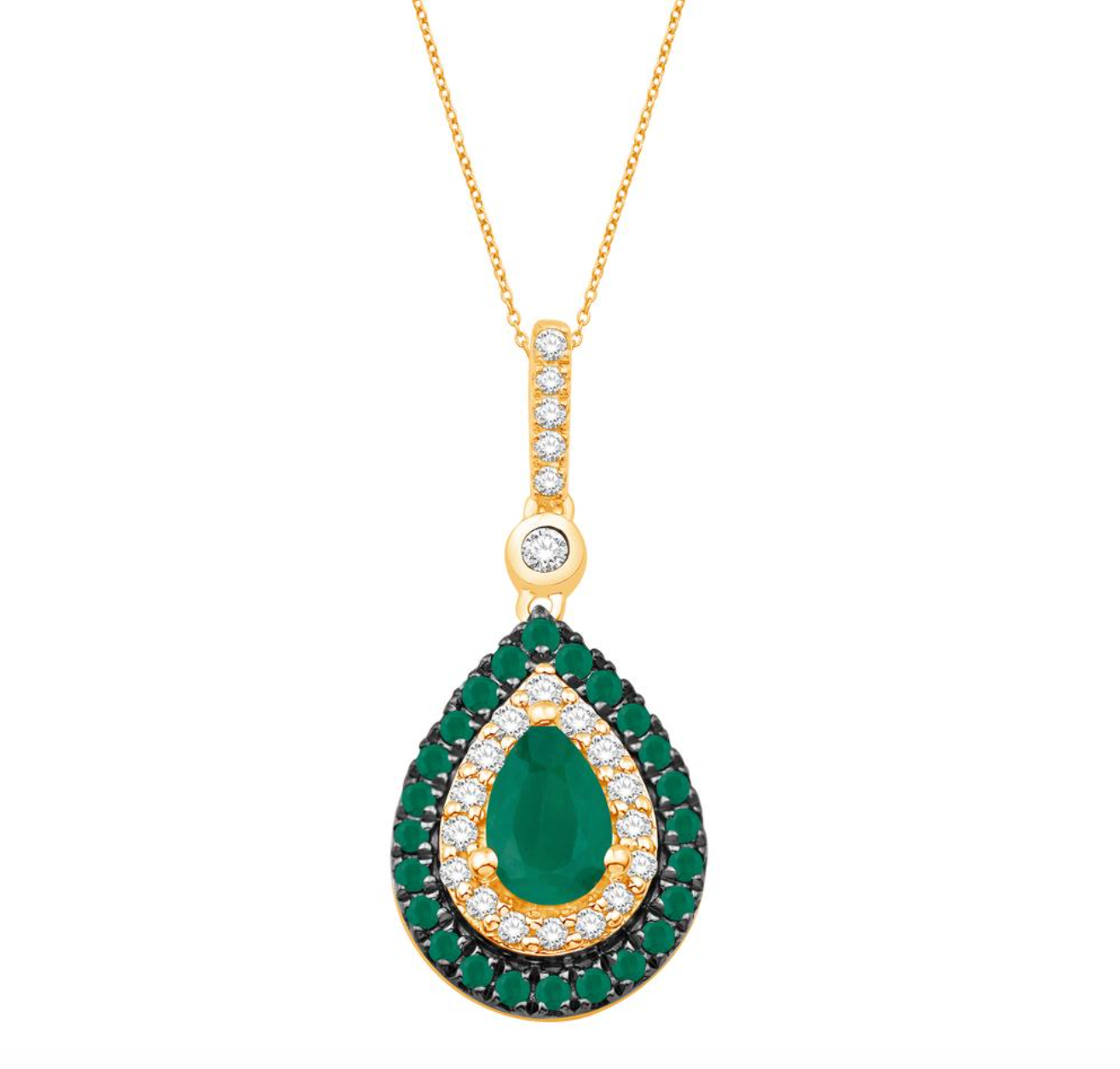 14K Gold Diamond Pendant with Chain 1.13CT