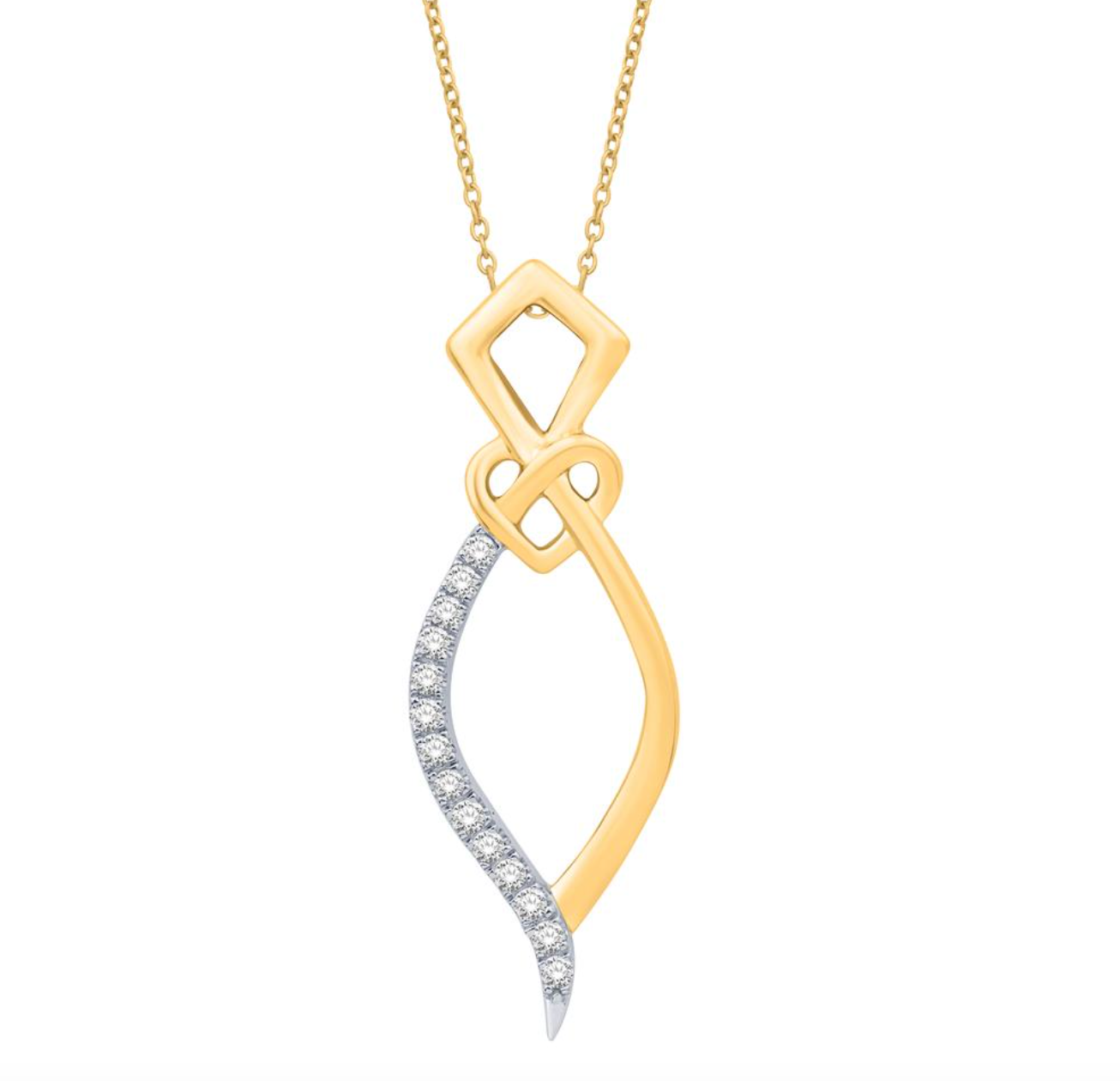 14K Gold Diamond Pendant with Chain 0.12CT