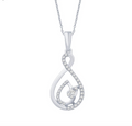 14K Gold Diamond Pendant with Chain 0.14CT