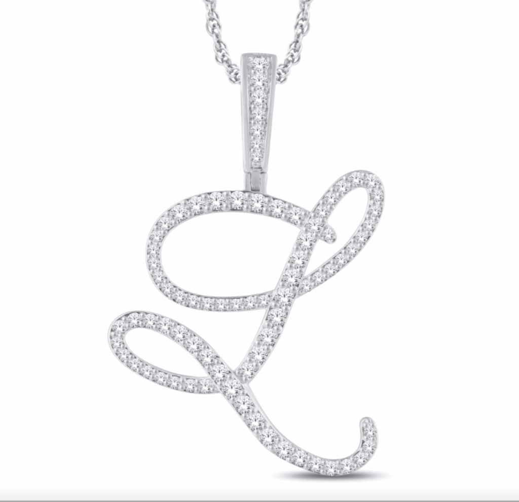 10K Gold Diamond Letter L Pendant 1.00CT