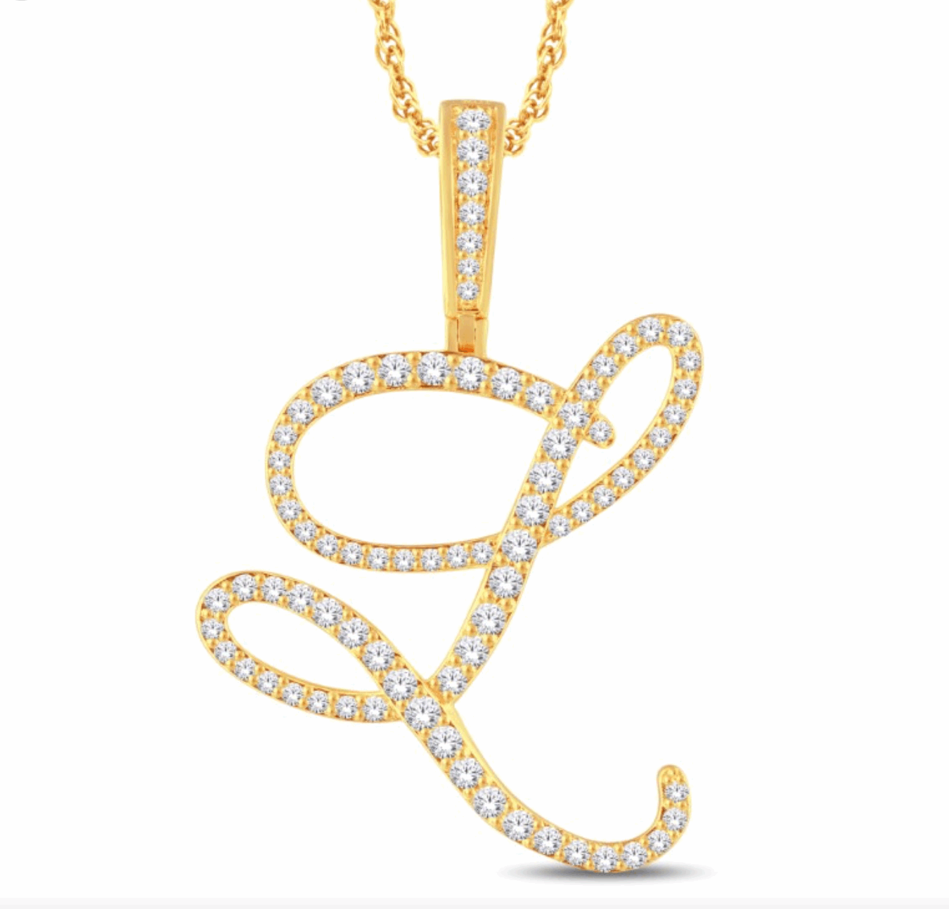 10K Gold Diamond Letter L Pendant 1.00CT