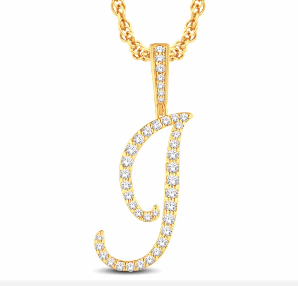 10K Gold Diamond Letter Pendant