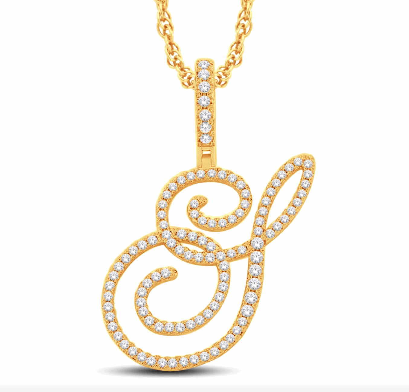 10K Gold Diamond Letter Pendant