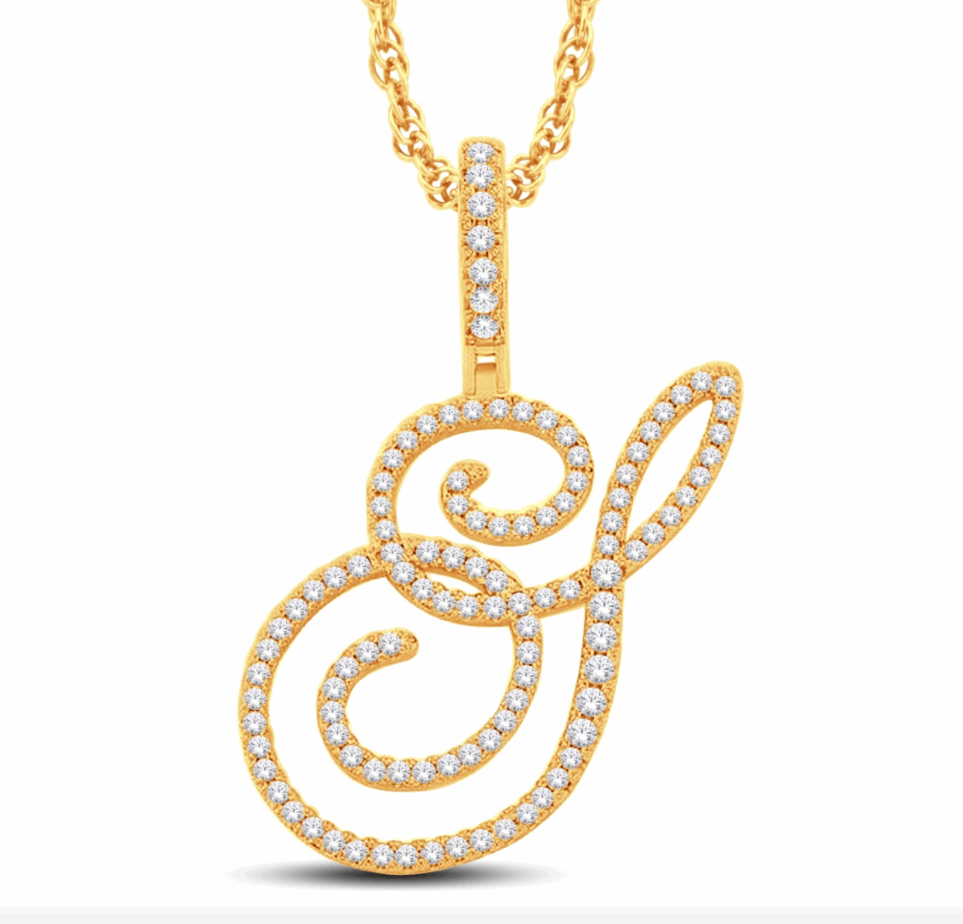 10K Gold Diamond Letter S Pendant 1.02CT