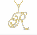 10K Gold Diamond Letter R Pendant 1.08CT