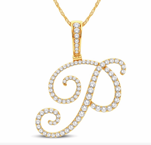 10K Gold Diamond Letter Pendant