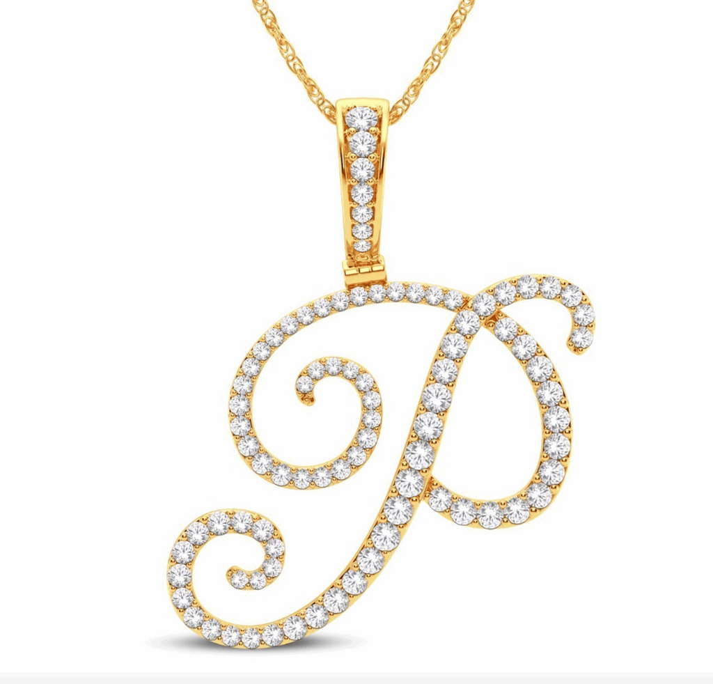10K Gold Diamond Letter Pendant