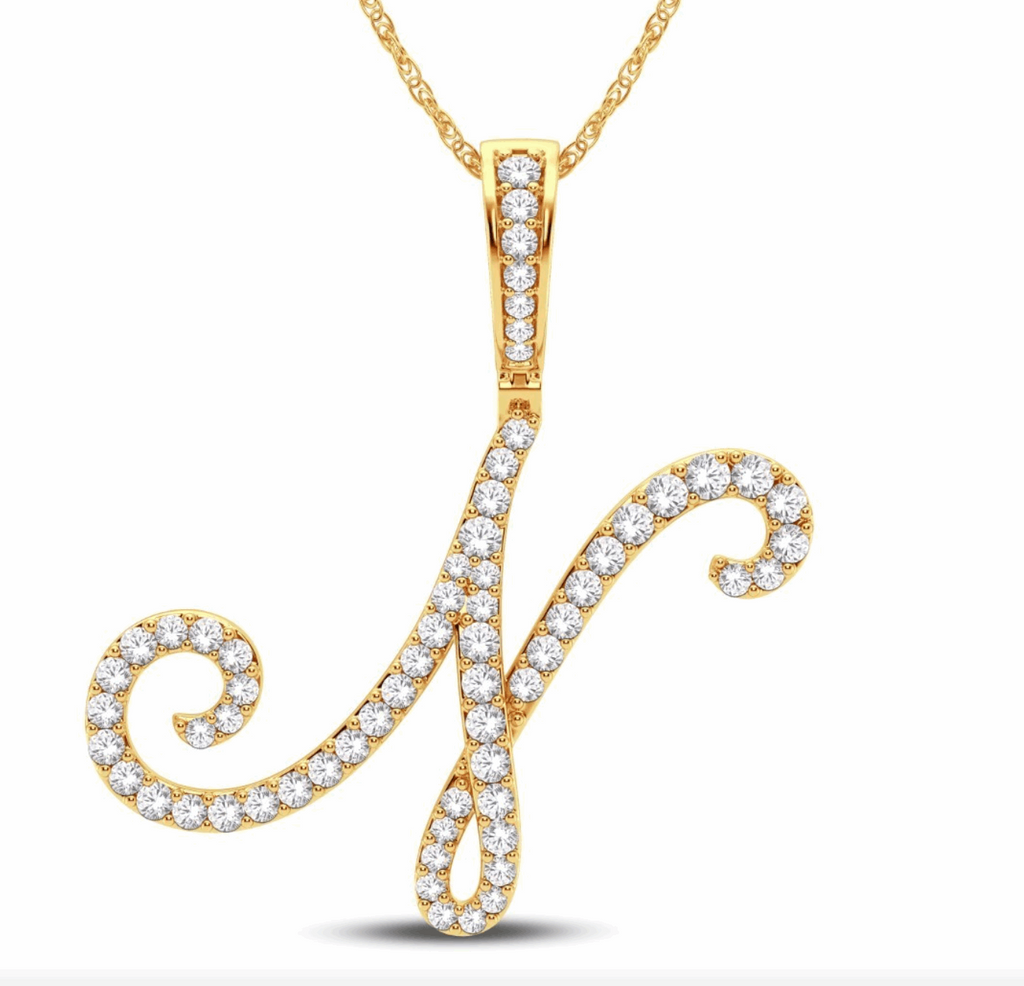 10K Gold Diamond Letter Pendant