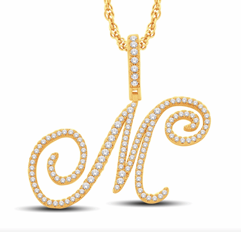 10K Gold Diamond Letter Pendant