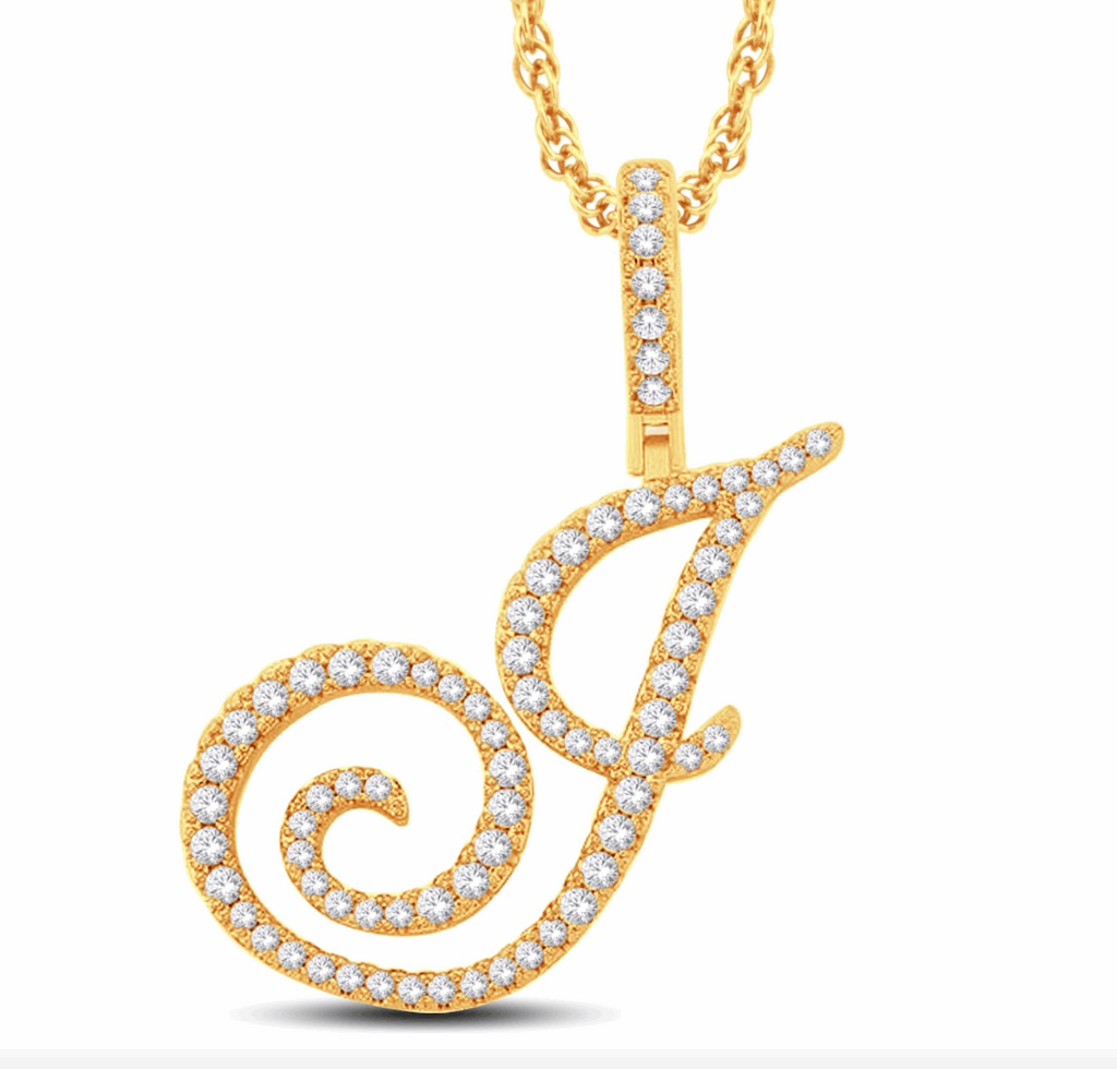 10K Gold Diamond Letter Pendant