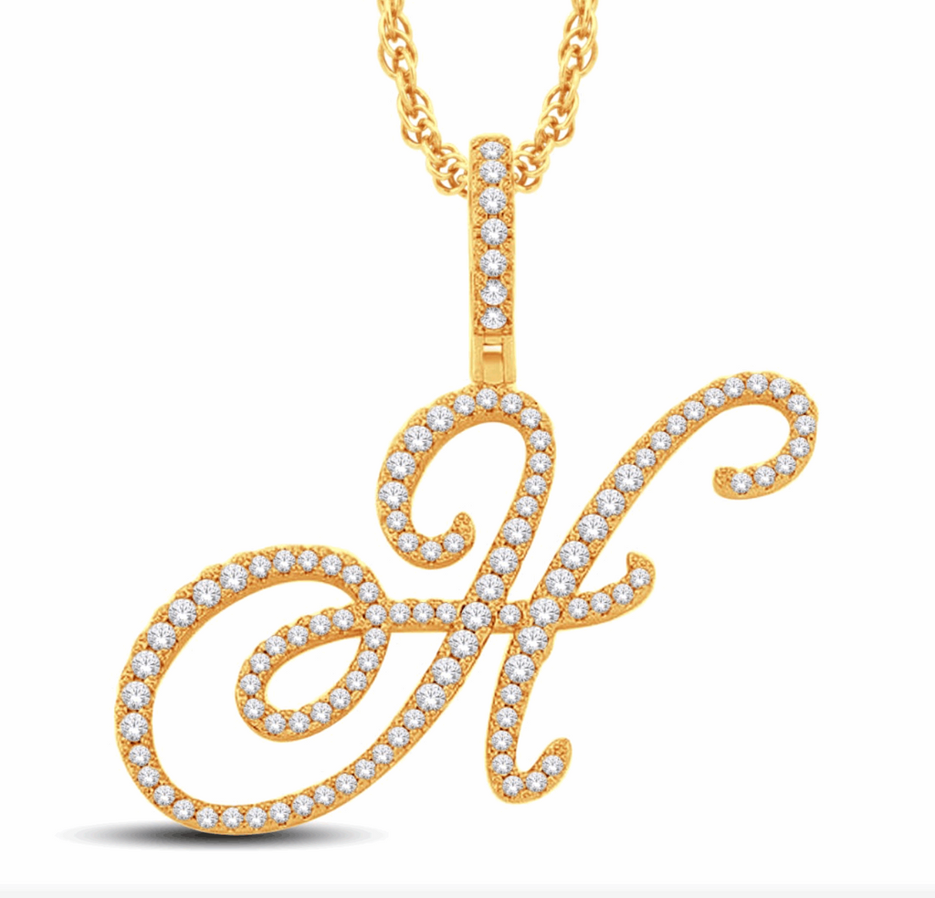 10K Gold Diamond Letter Pendant