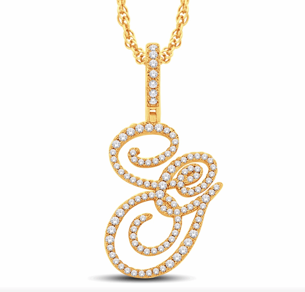 10K Gold Diamond Letter Pendant