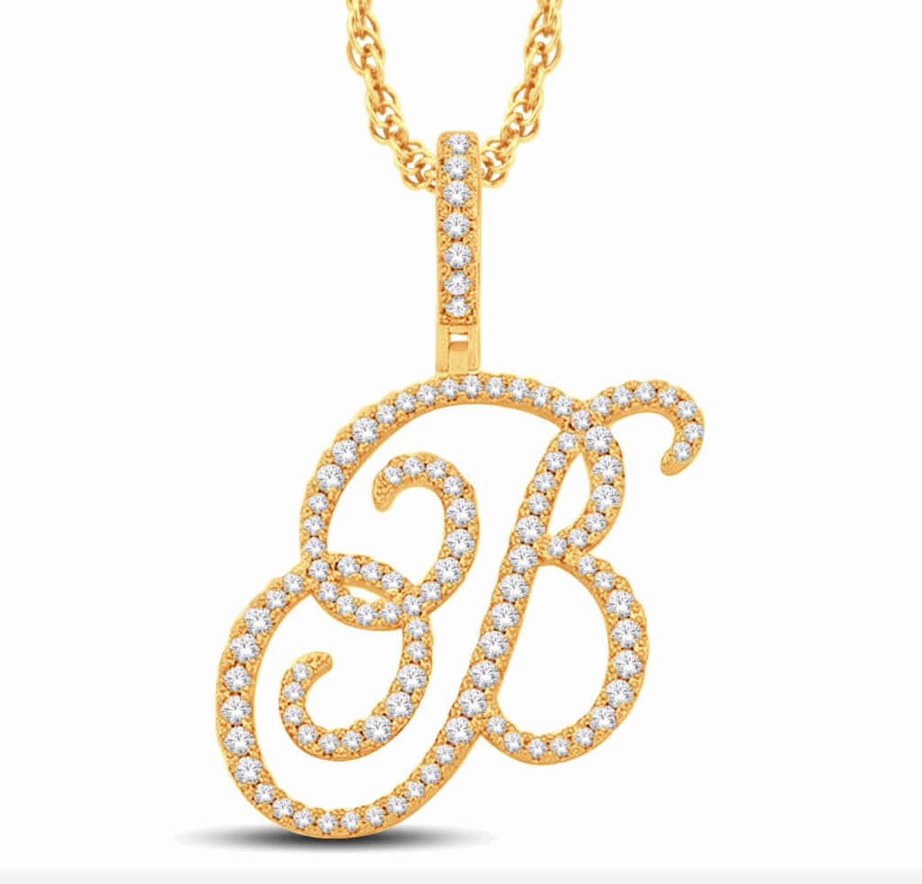 10K Gold Diamond Letter Pendant