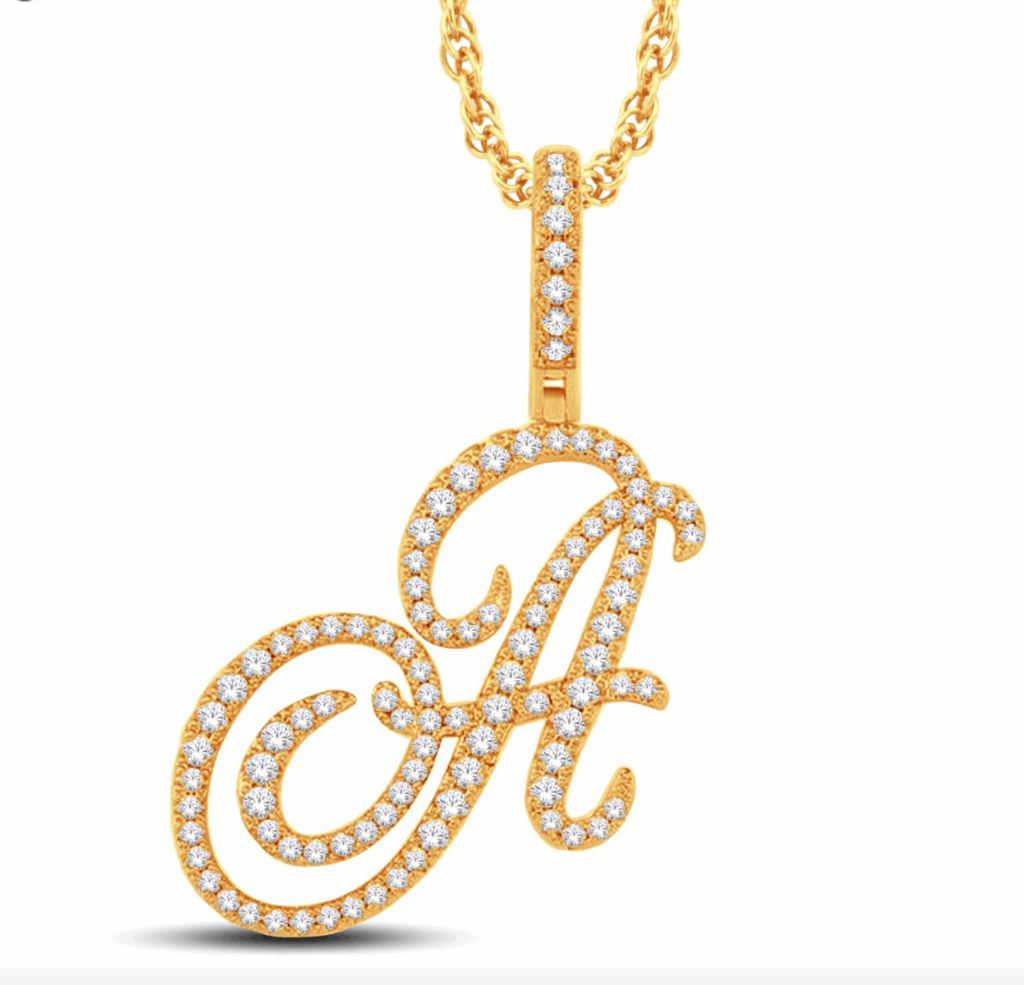 10K Gold Diamond Letter Pendant
