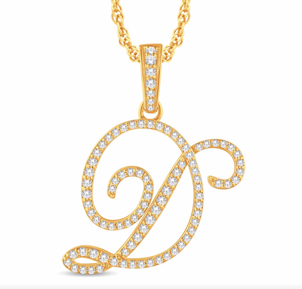 10K Gold Diamond Letter Pendant
