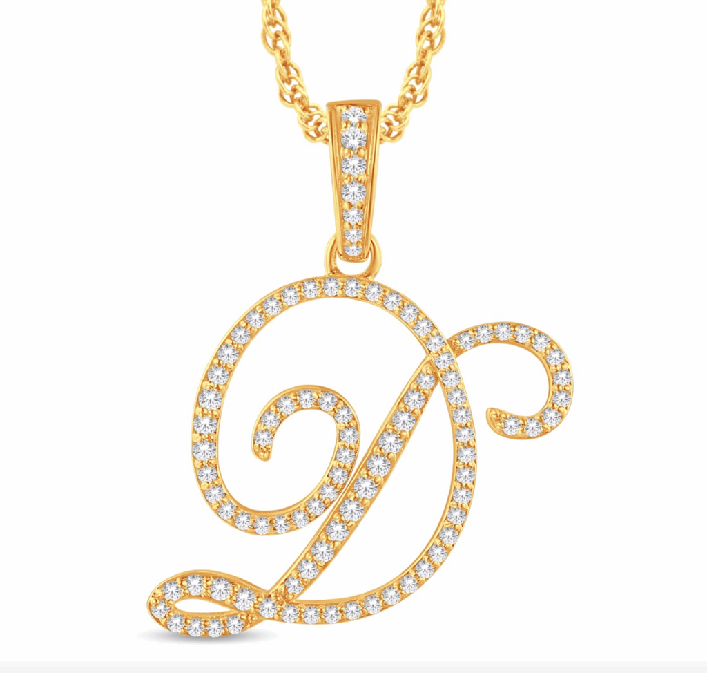 10K Gold Diamond Letter Pendant