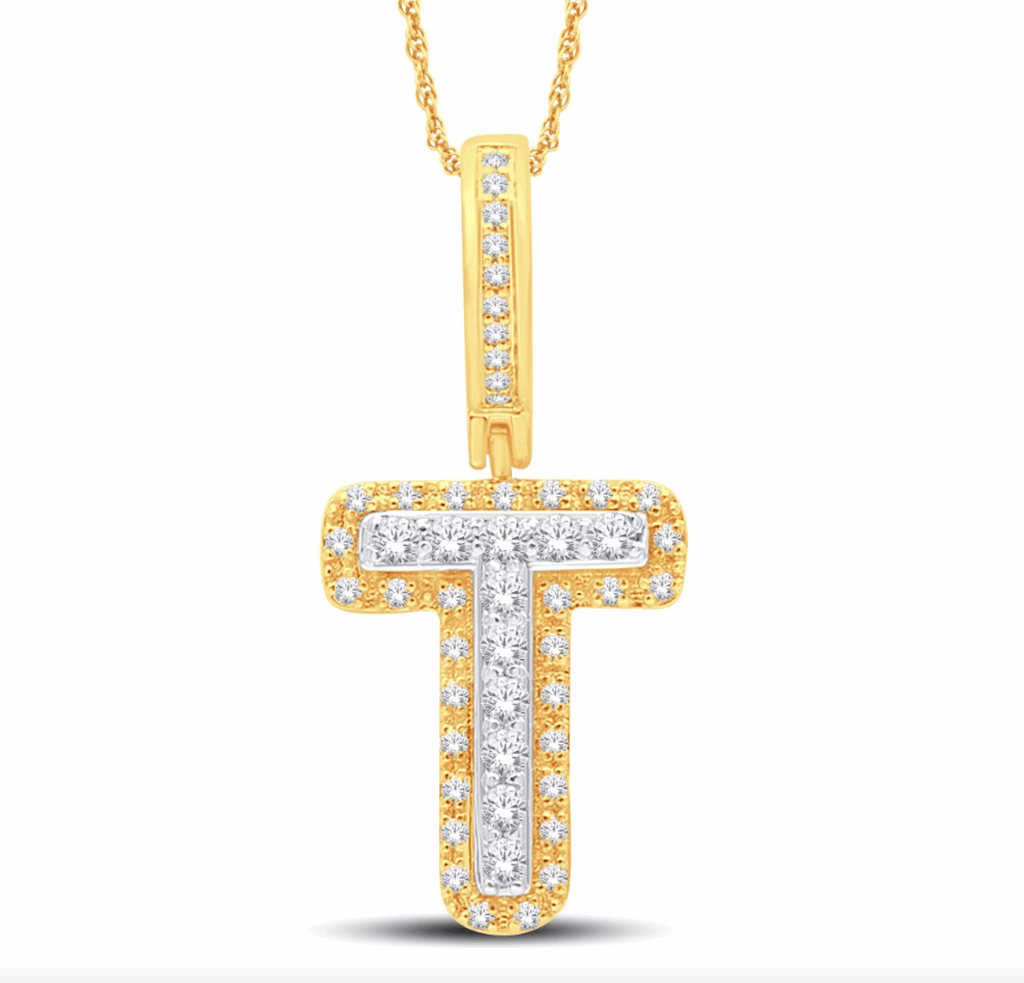 10K Gold Diamond Letter Pendant