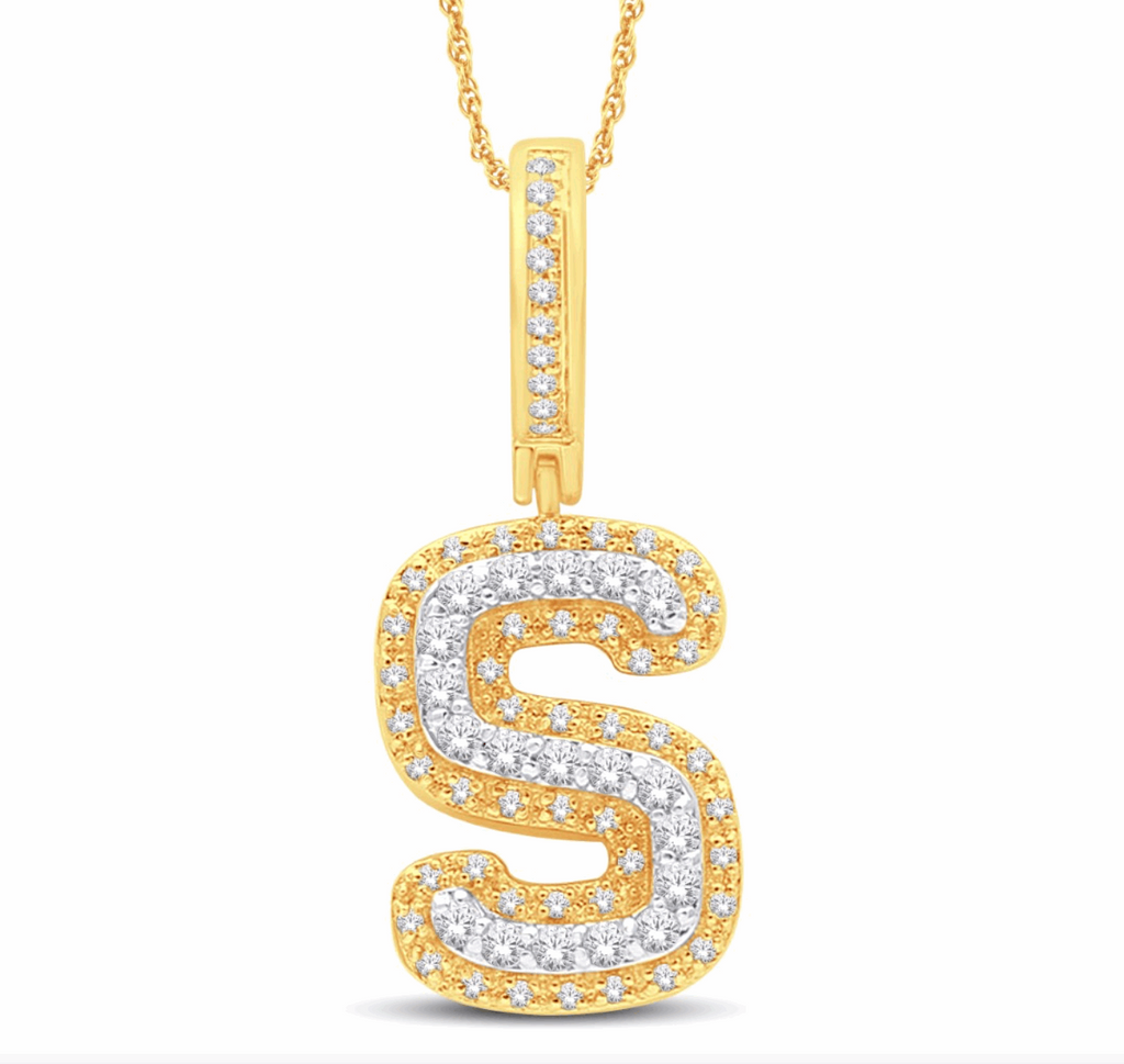 10K Gold Diamond Letter Pendant