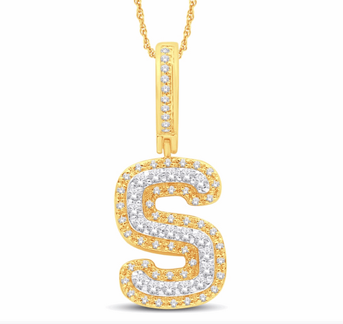 10K Gold Diamond Letter Pendant