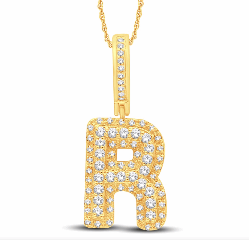 10K Gold Diamond Letter Pendant