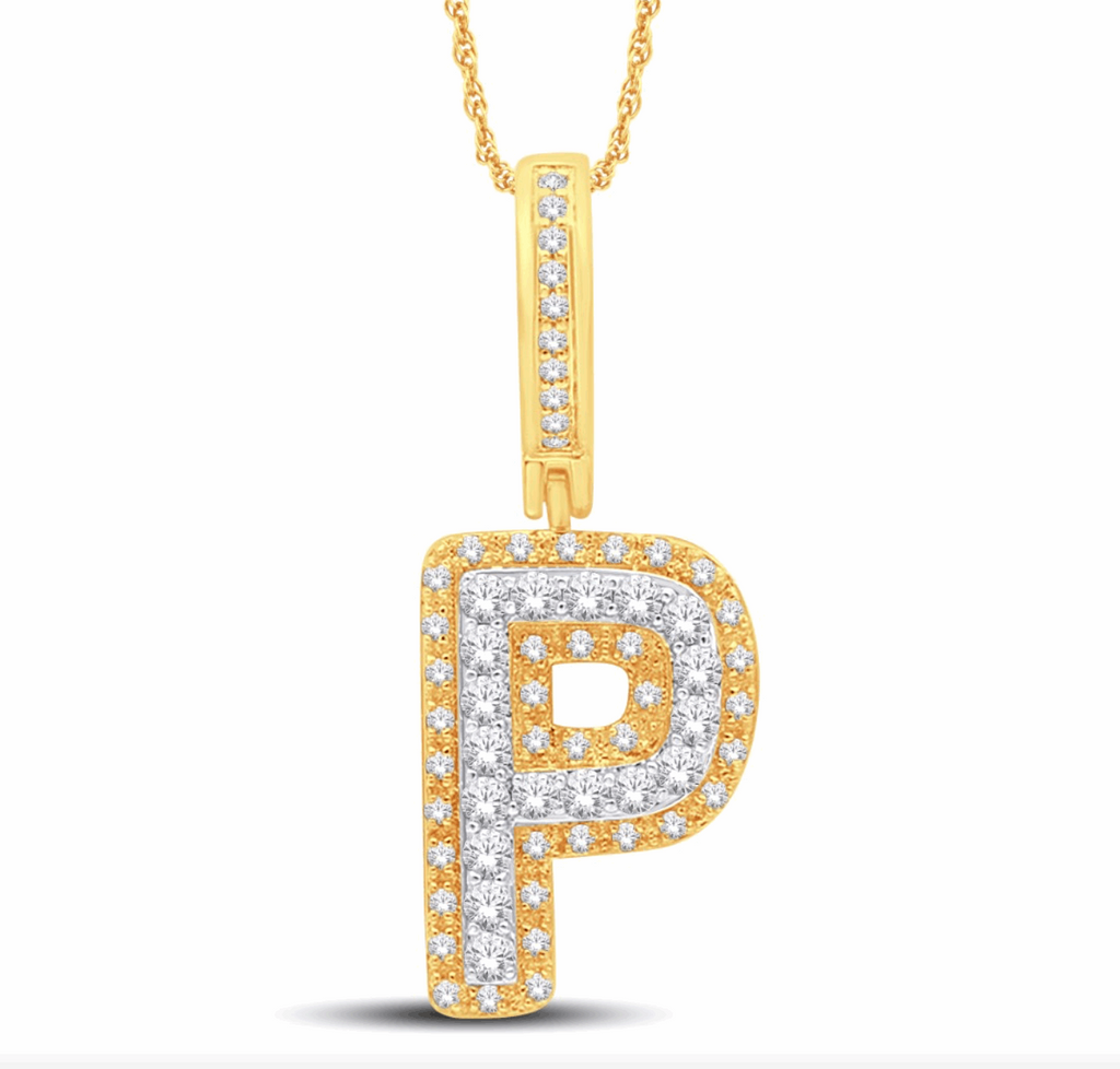 10K Gold Diamond Letter Pendant