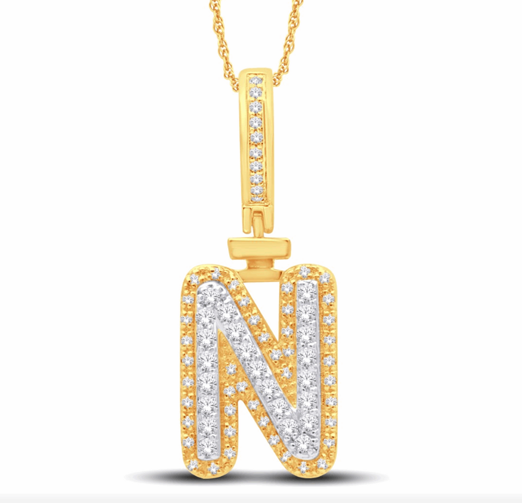 10K Gold Diamond Letter Pendant