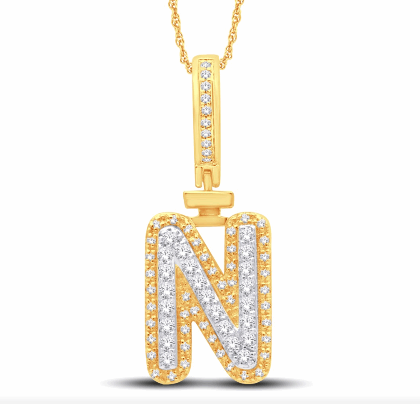 10K Gold Diamond Letter Pendant