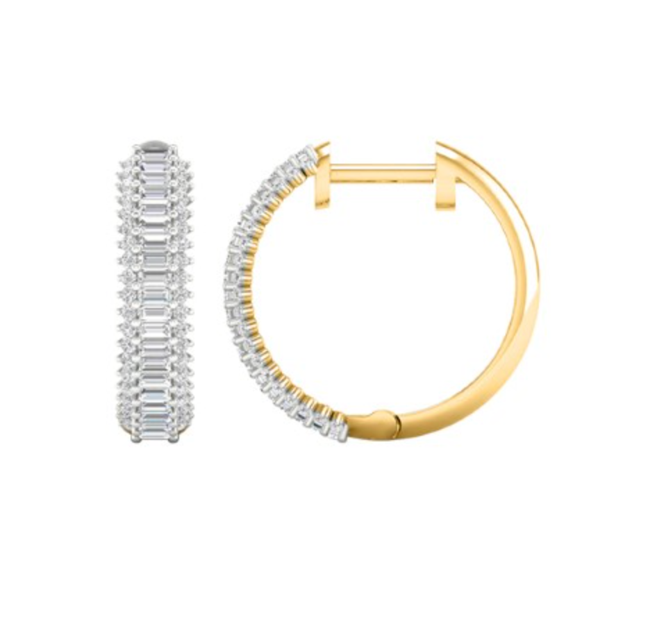 14K Gold Diamond Hoop Earring