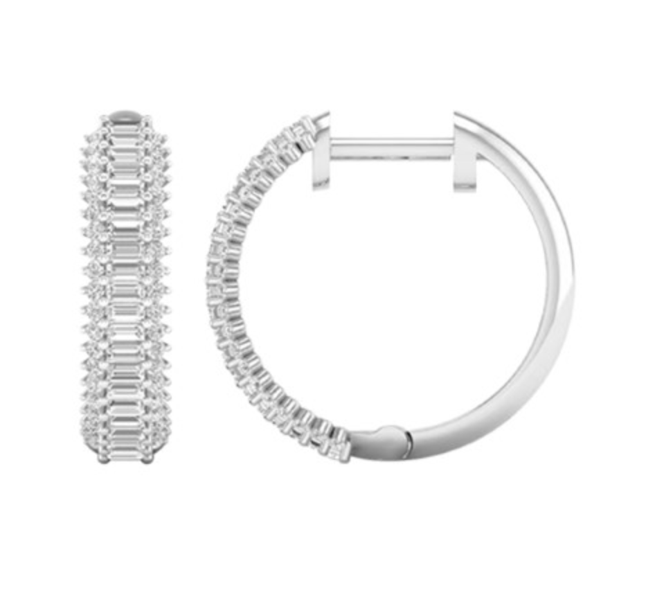 14K Gold Diamond Hoop Earring