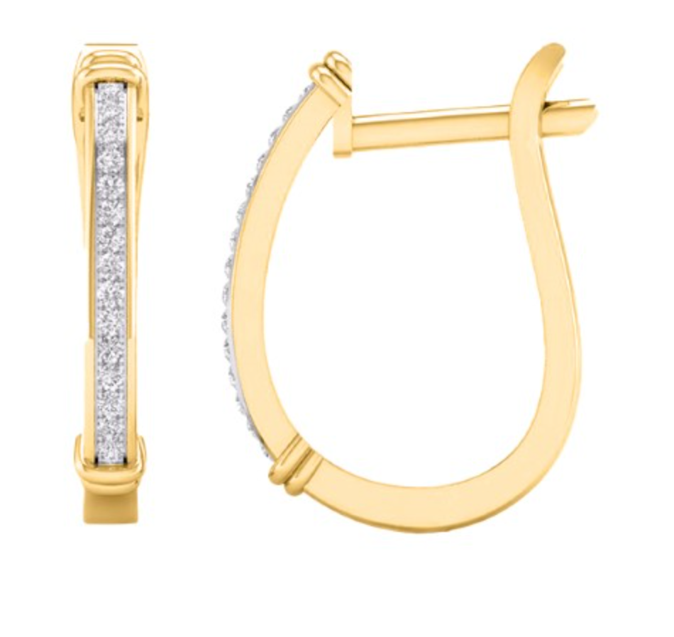 10K Yellow Gold Hoop Diamond Earring