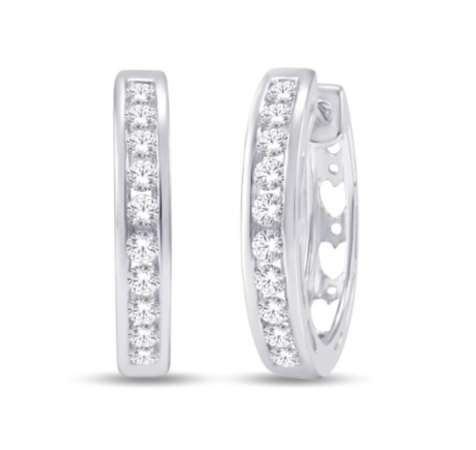 10K Yellow Gold Hoop Diamond Earring