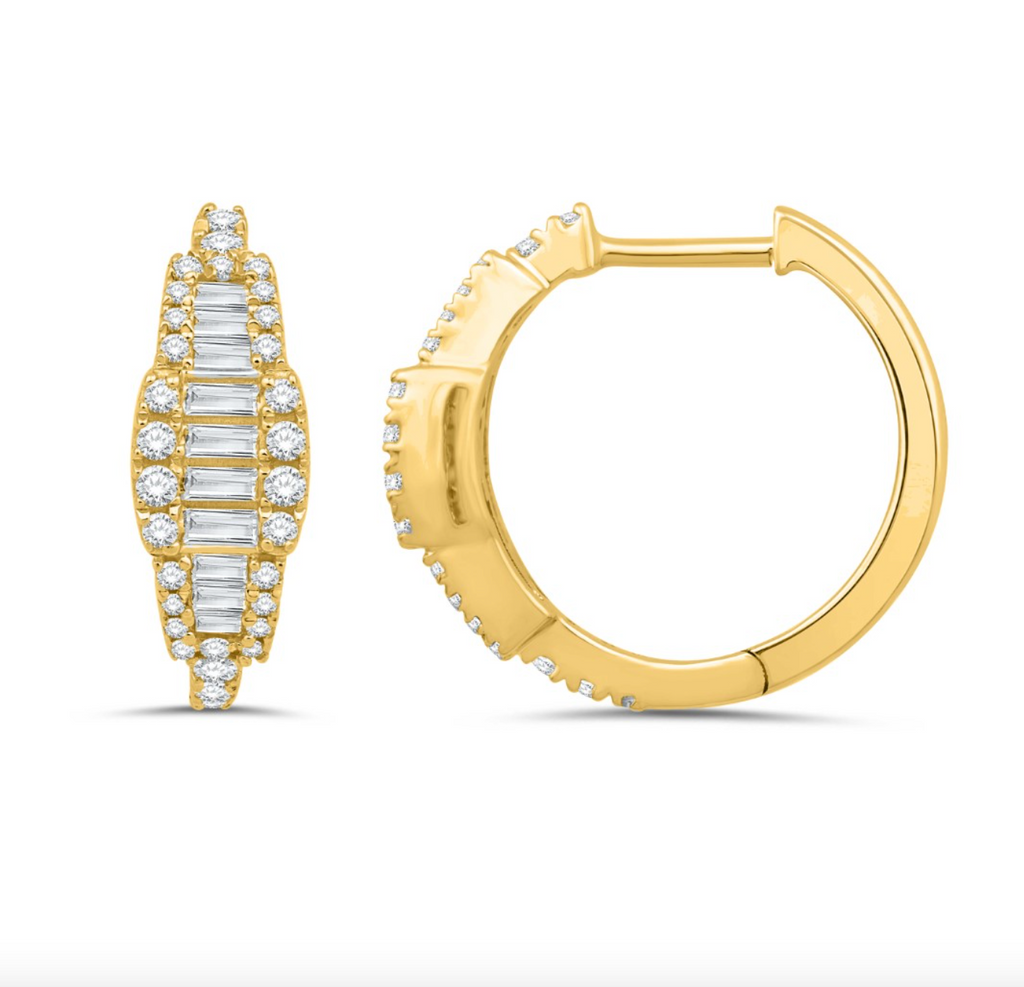 14K Yellow Gold Hoop Diamond Earring