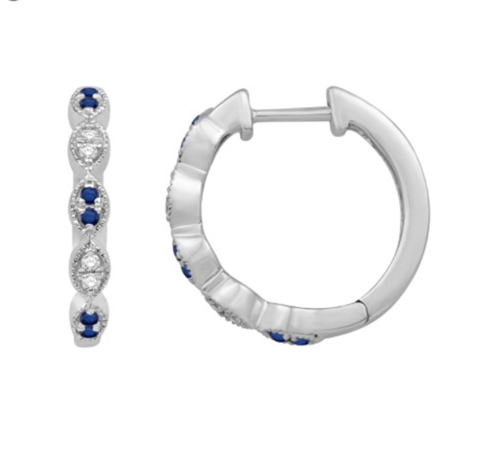 14K Gold Diamond Hoop Earring