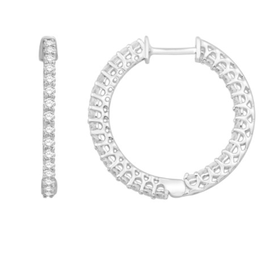 14K Gold Diamond Hoop Earring