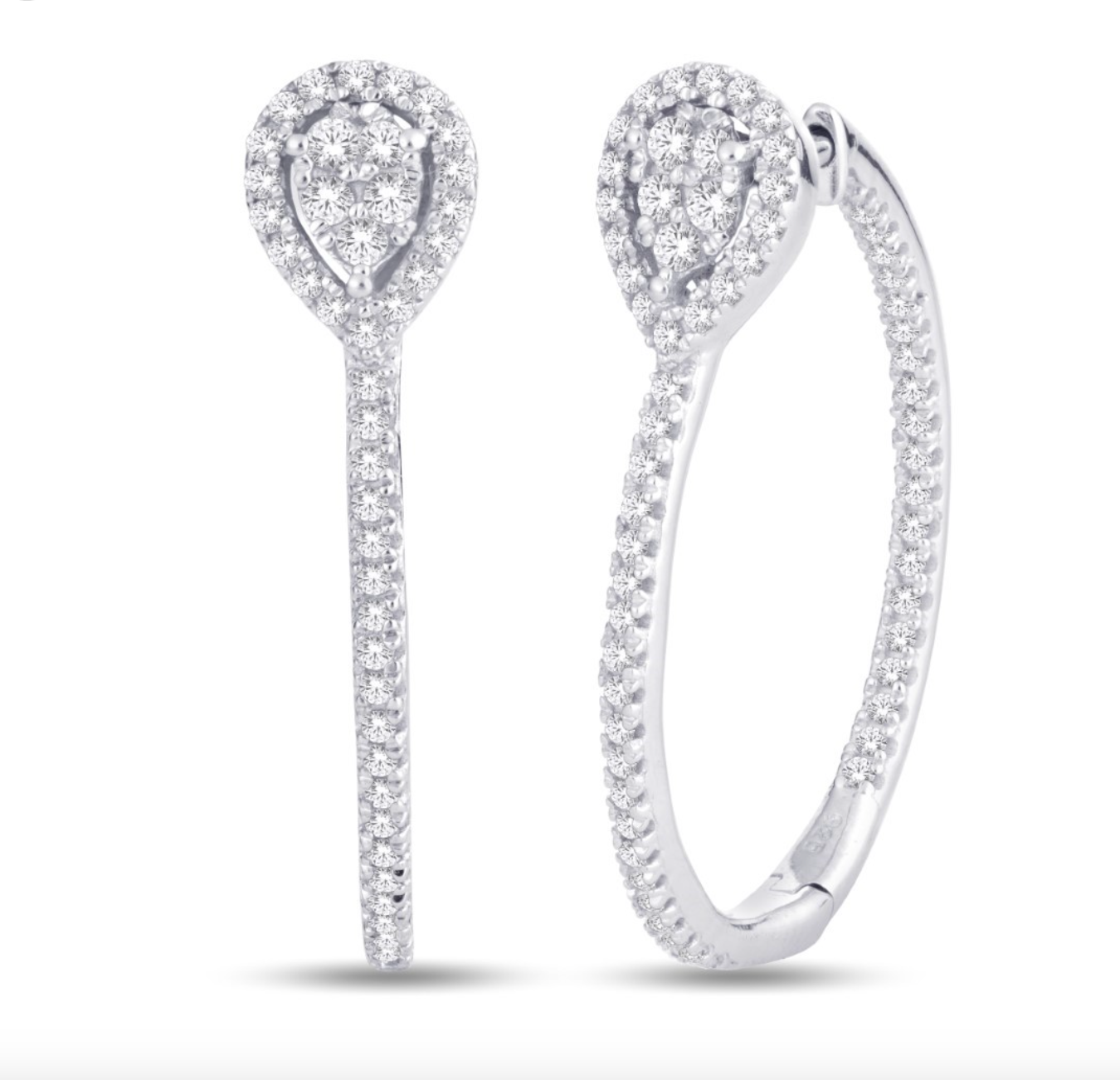 14K Gold Diamond Hoop Earring