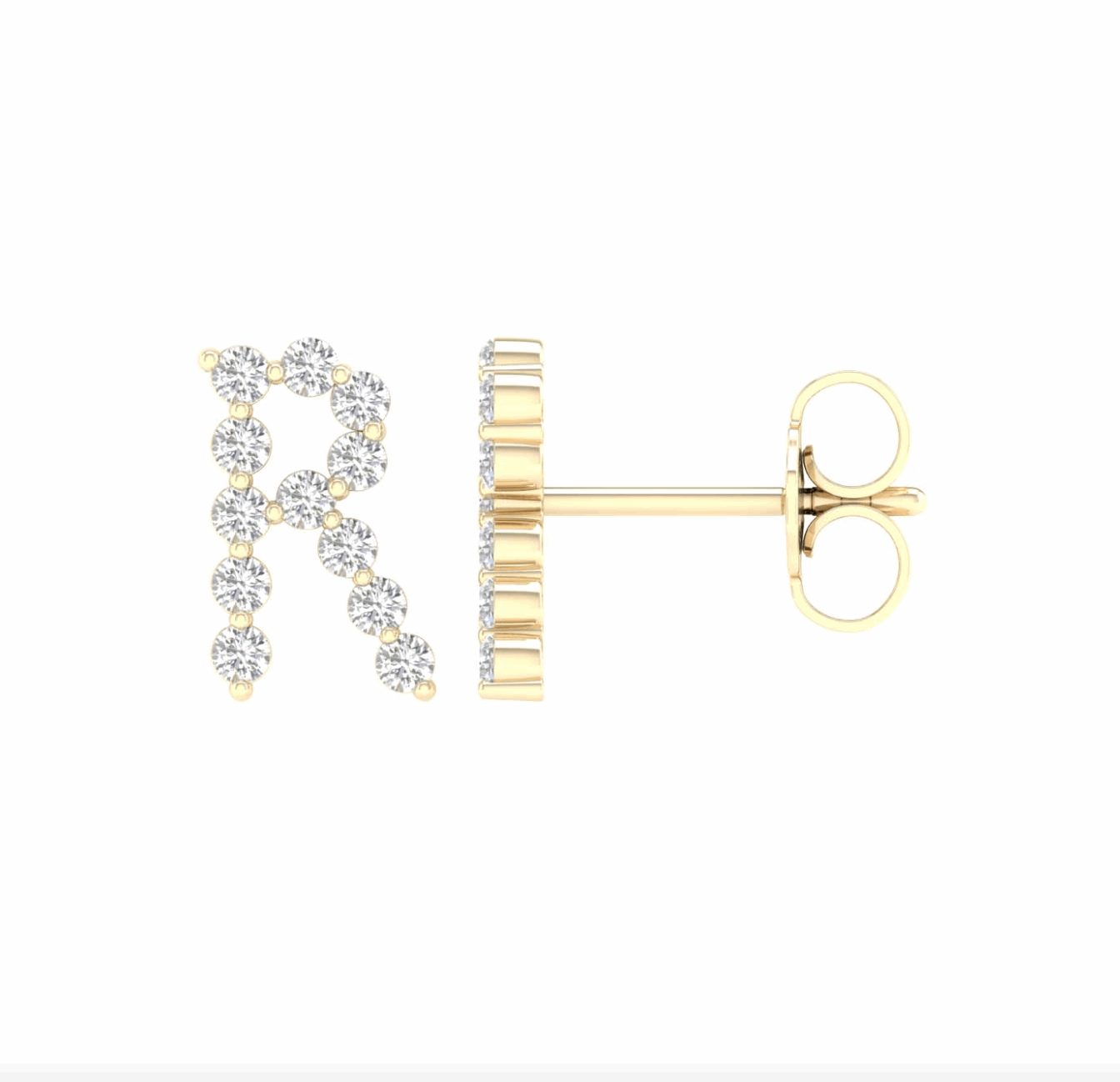 10K Gold Diamond Initial Earring