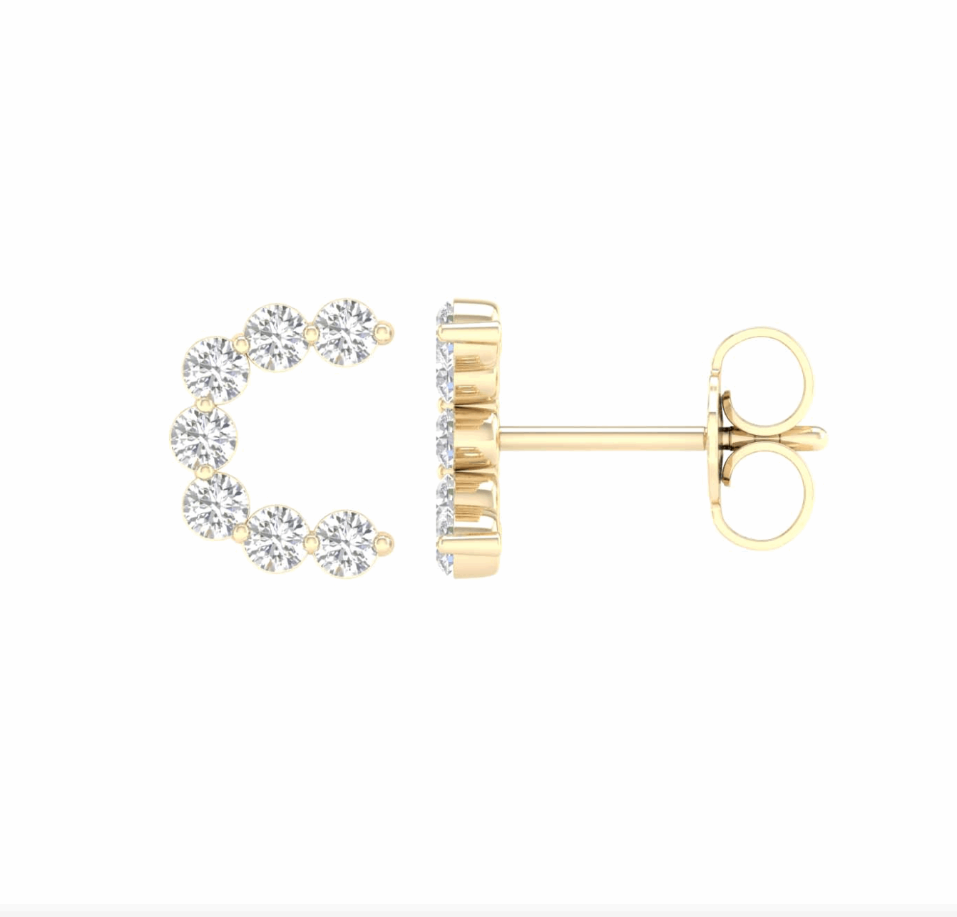 10K Gold Diamond Initial Earring