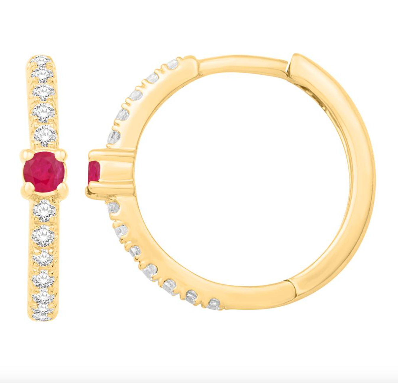 14K Gold Diamond Hoop Earring